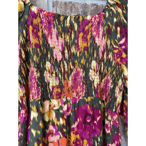 Terra & Sky 1X Floral Babydoll Maxi Dress Empire Waist Boho Peasant Cottagecore - Picture 11 of 12